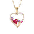 Collier en plaqu&eacute; or cha&icirc;ne avec pendentif coeur empierr&eacute; multi couleur 40+5cm Artemare
