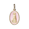 Pendentif en plaqu&eacute; or ovale Sainte Sara fond rose p&acirc;le Artemare