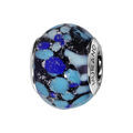 Charms Thabora en argent rhodi&eacute; et verre de Murano v&eacute;ritable poids bleus clairs et fonc&eacute;s Artemare