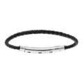 Bracelet en acier pour charms medium homme cuir noir et fermoir t&eacute;lescopique 18cm r&eacute;glable 17 et 16cm