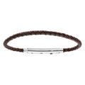 Bracelet en acier pour charms medium homme cuir marron et fermoir t&eacute;lescopique 21cm r&eacute;glable 20 et 19cm Artemare
