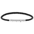 Bracelet en acier pour charms medium homme cuir noir et fermoir t&eacute;lescopique 21cm r&eacute;glable 20 et 19cm