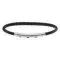 Bracelet en acier pour charms medium homme c&acirc;ble noir et fermoir t&eacute;lescopique 18cm r&eacute;glable 16 et 17 cm
