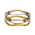Bague en acier 3 anneaux ondules jaune, gris et rose Artemare