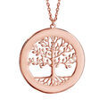 Collier en plaqu&eacute; or rose cha&icirc;ne avec pendentif arbre de vie pr&eacute;nom &agrave; graver 40+5cm