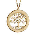 Collier en plaqu&eacute; or cha&icirc;ne avec pendentif arbre de vie pr&eacute;noms &agrave; graver 40+5cm