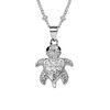 Collier en argent rhodi&eacute; cha&icirc;ne avec pendentif tortue pav&eacute;e d'oxydes blancs sertis 36+4cm