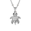 Colliers sur Artemare : Collier en argent rhodi&eacute; cha&icirc;ne avec pendentif tortue pav&eacute;e d'oxydes blancs sertis 36+4cm