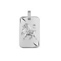 Pendentif en argent rhodi&eacute; plaque G.I diamant&eacute; &eacute;toil&eacute; zodiaque Lion Artemare