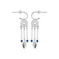 Boucles d'oreille sur Artemare : Boucles d'oreille en argent rhodi&eacute; demi-cr&eacute;ole attrape r&ecirc;ve avec boules bleu fonc&eacute; et fermoir poussette