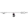 Bracelet en argent rhodi&eacute; cha&icirc;ne avec motif infini et coeur et chat noir et blanc 12,5+3cm Artemare