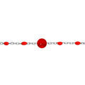 Bracelets sur Artemare : Bracelet en argent rhodi&eacute; avec perles rouges et pierre Agate rouge v&eacute;ritable 16+3cm