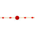 Bracelet en argent et dorure jaune cha&icirc;ne avec perles rouge et pierre Agate rouge v&eacute;ritable 16+3cm Artemare