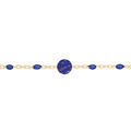 Bracelet en argent et dorure jaune cha&icirc;ne avec perles bleu fonc&eacute; et pierre Lapis Lazuli v&eacute;ritable 16+3cm Artemare