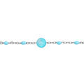 Bracelets sur Artemare : Bracelet en argent rhodi&eacute; cha&icirc;ne avec perles de couleur turquoise et pierre H&eacute;mimorphite v&eacute;ritable 16+3cm