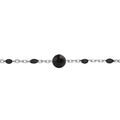 Bracelets sur Artemare : Bracelet en argent rhodi&eacute; avec perles noires et pierre Agate noire v&eacute;ritable 16+3cm