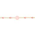 Bracelet en argent et dorure jaune cha&icirc;ne avec perles rose et Quartz rose v&eacute;ritable 16+3cm Artemare