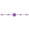 Bracelets sur Artemare : Bracelet en argent rhodi&eacute; cha&icirc;ne avec perles violettes et pierre Am&eacute;thyste v&eacute;ritable 16+3cm