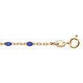 Bracelet en argent et dorure jaune cha&icirc;ne avec olives bleu fonc&eacute; 15+3cm