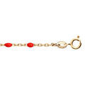 Bracelet en argent et dorure jaune cha&icirc;ne avec olives rouge 15+3cm