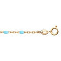 Bracelet en argent et dorure jaune cha&icirc;ne avec olives couleur turquoise 15+3cm