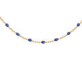 Collier en Argent et dorure jaune avec perles bleus fonc&eacute; 40+5cm
