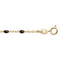 Cha&icirc;ne de cheville en argent et dorure jaune mailles et olives noires 23+3cm
