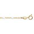 Cha&icirc;ne de cheville en argent et dorure jaune mailles et olives blanches 23+3cm