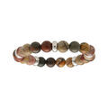 Bracelet homme extensible avec boules de Jaspe v&eacute;ritable et rondelles en acier 60mm Artemare