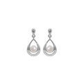 Boucles d'oreille sur Artemare : Boucles d'oreille en argent rhodi&eacute; perle de culture d'eau douce blanche suspendue dans goutte et oxydes blancs sertis et fermoir poussette