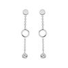 Boucles d'oreille en argent rhodi&eacute; cercle avec oxydes blancs sertis et fermoir poussette