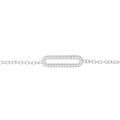 Bracelet en argent rhodi&eacute; cha&icirc;ne avec rectangle pav&eacute; d'oxydes blancs sertis 16+3cm