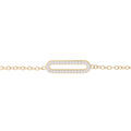 Bracelet en argent et dorure jaune cha&icirc;ne avec rectangle pav&eacute; d'oxydes blancs sertis 16+3cm Artemare