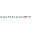 Bracelet en argent rhodi&eacute; pastilles diamant&eacute;es et perles bleue 16+3cm Artemare