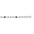 Bracelet en argent rhodi&eacute; pastilles diamant&eacute;es et perles noire 16+3cm Artemare