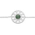 Bracelet en argent rhodi&eacute; cha&icirc;ne avec pastille rosace et Jade verte v&eacute;ritable 16+2cm