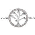 Bracelet en argent rhodi&eacute; cha&icirc;ne avec pastille arbre de vie et contour oxydes blancs sertis 16+3cm Artemare