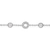 Bracelet en argent rhodi&eacute; cha&icirc;ne avec cercle pav&eacute; d'oxydes blancs sertis et 6 oxydes en chute blancs sertis 16+3cm