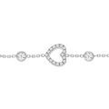 Bracelets sur Artemare : Bracelet en argent rhodi&eacute; cha&icirc;ne avec coeur oxydes blancs sertis et 6 oxydes en chute blancs sertis 16+3cm