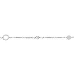 Bracelet en argent rhodi&eacute; cha&icirc;ne avec cercles avec oxydes blancs sertis 16+3cm