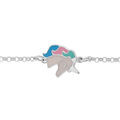 Bracelets sur Artemare : Bracelet en argent rhodi&eacute; cha&icirc;ne avec licorne blanche et pastel 13+3cm