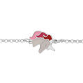 Bracelets sur Artemare : Bracelet en argent rhodi&eacute; cha&icirc;ne avec licorne blanche et rose 13+3cm