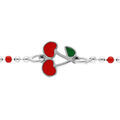 Bracelets sur Artemare : Bracelet en argent rhodi&eacute; cha&icirc;ne boules avec cerise rouge 13+3cm