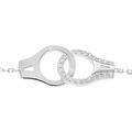 Bracelets sur Artemare : Bracelet en argent rhodi&eacute; massif cha&icirc;ne avec menottes et oxydes blancs 16+3cm
