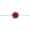 Bracelet en argent rhodi&eacute; cha&icirc;ne avec pastille Ambre v&eacute;ritable 16+3cm