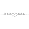 Bracelet en argent rhodi&eacute; cha&icirc;ne avec double coeur et pastilles diamant&eacute;es 16+3cm Artemare