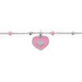 Bracelet en argent rhodi&eacute; pampille coeur rose 15+3cm