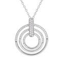 Colliers sur Artemare : Collier en argent rhodi&eacute; cha&icirc;ne avec pendentif 3 cercles pav&eacute; d'oxydes blancs sertis 41+4cm