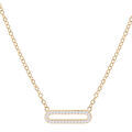 Collier en argent et dorure jaune cha&icirc;ne avec pendentif rectangulaire et oxydes blancs sertis 40+5cm