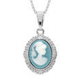 Colliers sur Artemare : Collier en argent rhodi&eacute; cha&icirc;ne avec pendentif Cam&eacute;e bleu 40+5cm